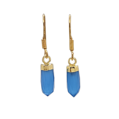 New Stones! Gold Gemstone Point Dangle Earrings , #6499-yg