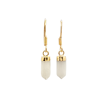 New Stones! Gold Gemstone Point Dangle Earrings , #6499-yg