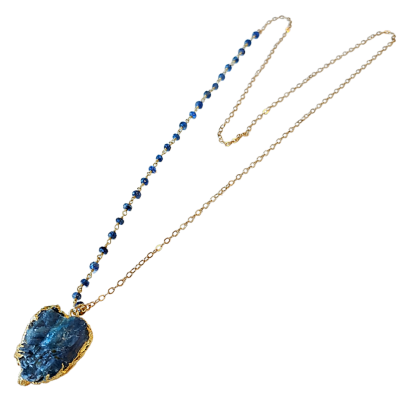 Limited Edition Blue Kyanite Necklace on a 28 Inch Kyanite Gemstone Chain, #6297-yg-kyanite