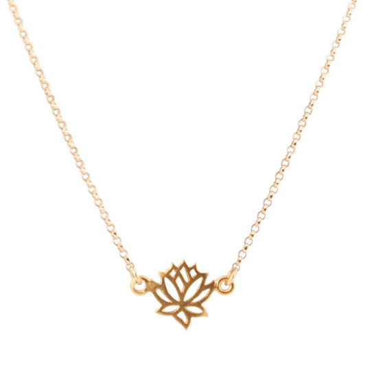 Delicate Gold Lotus Flower Necklace, #6543-yg