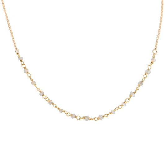 Delicate 3mm Moonstone Gemstone Necklace on Gold Filled Chain, #6527-yg