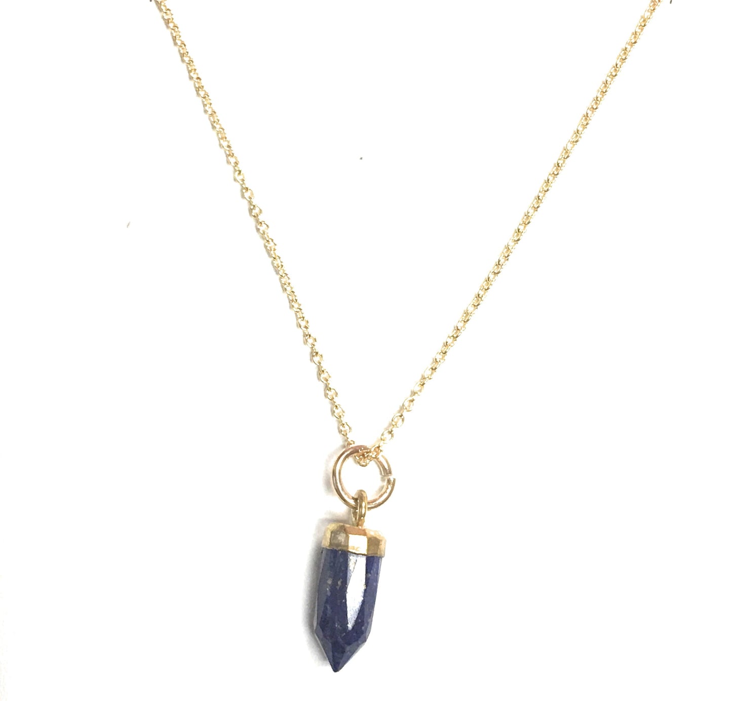 Small Gold Gem Point Necklace, Stone Choice, #6488-yg