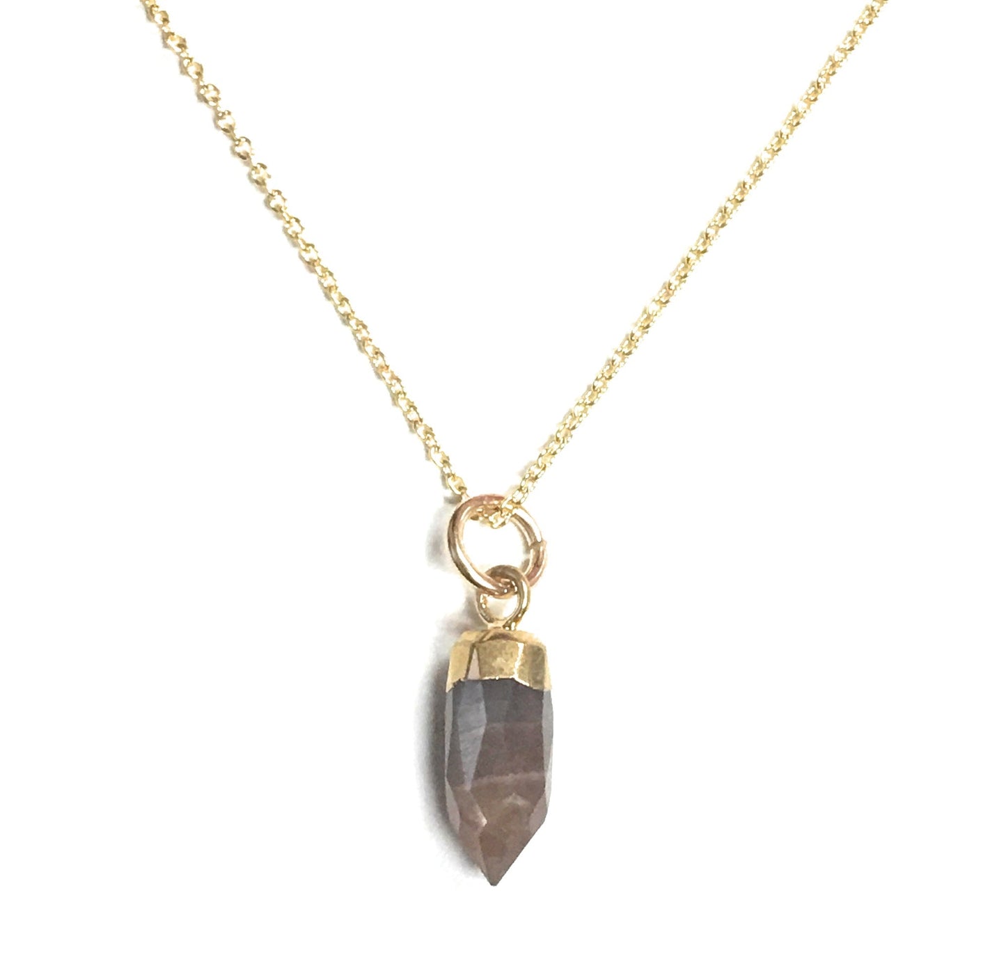 Small Gold Gem Point Necklace, Stone Choice, #6488-yg