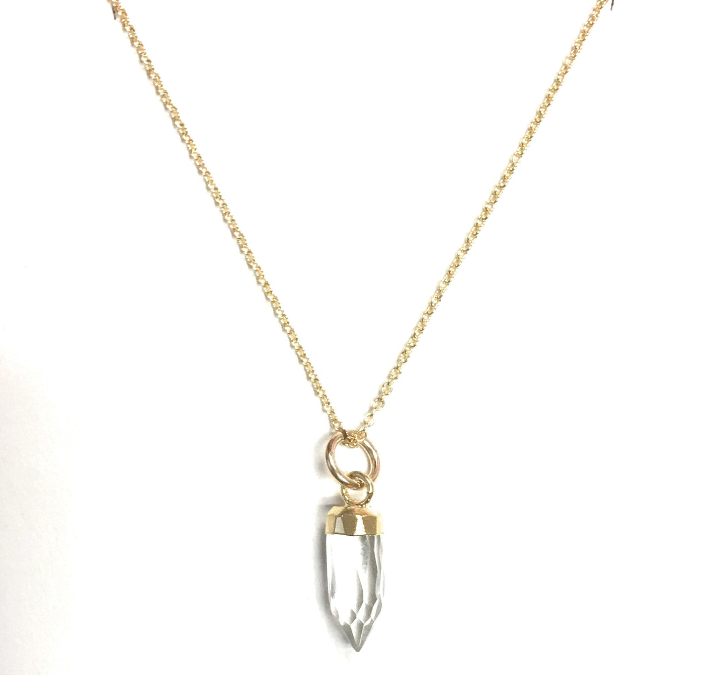 Small Gold Gem Point Necklace, Stone Choice, #6488-yg