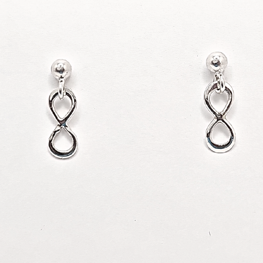 Tiny Infinity Ball Stud Earrings Sterling Silver Posts #6312