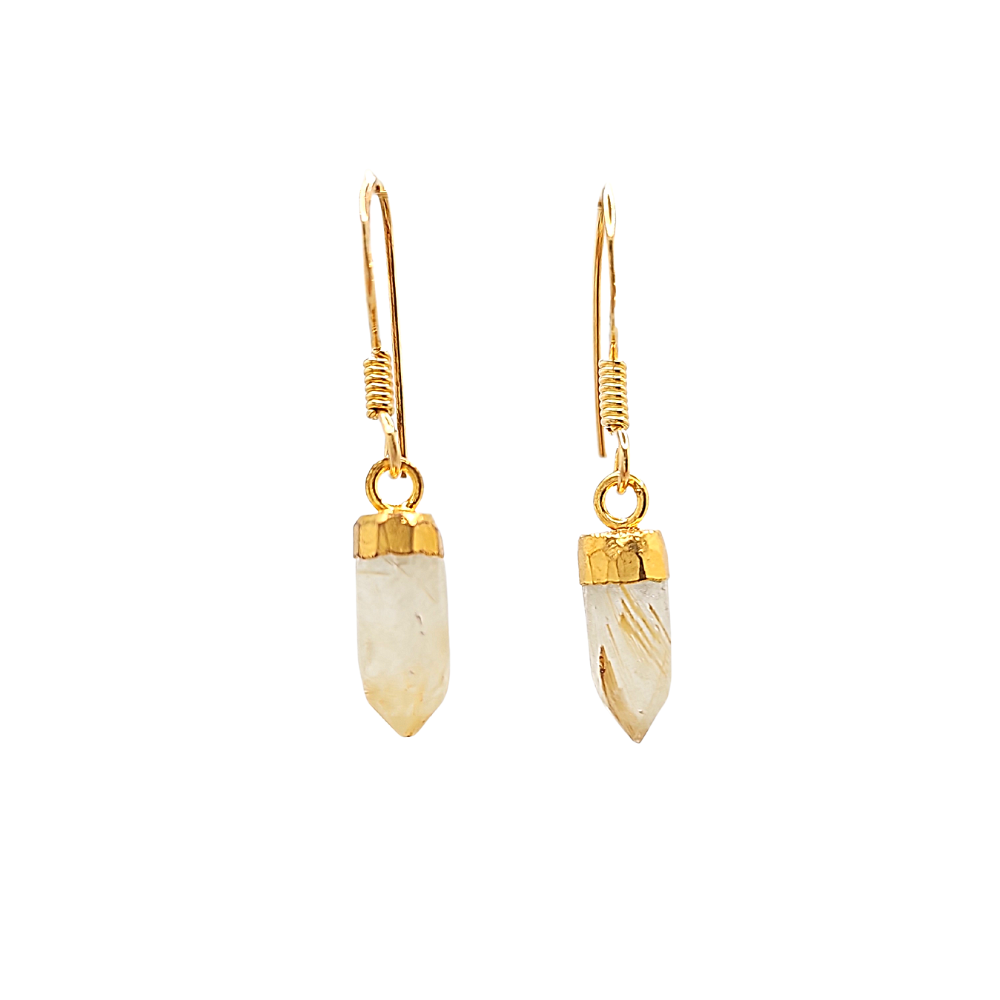 New Stones! Gold Gemstone Point Dangle Earrings , #6499-yg