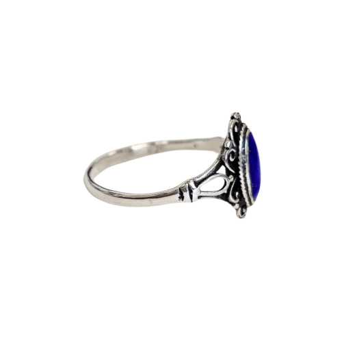 Zoe and Piper Dainty Oval Lapis or Onyx Sterling Silver Ring #6014