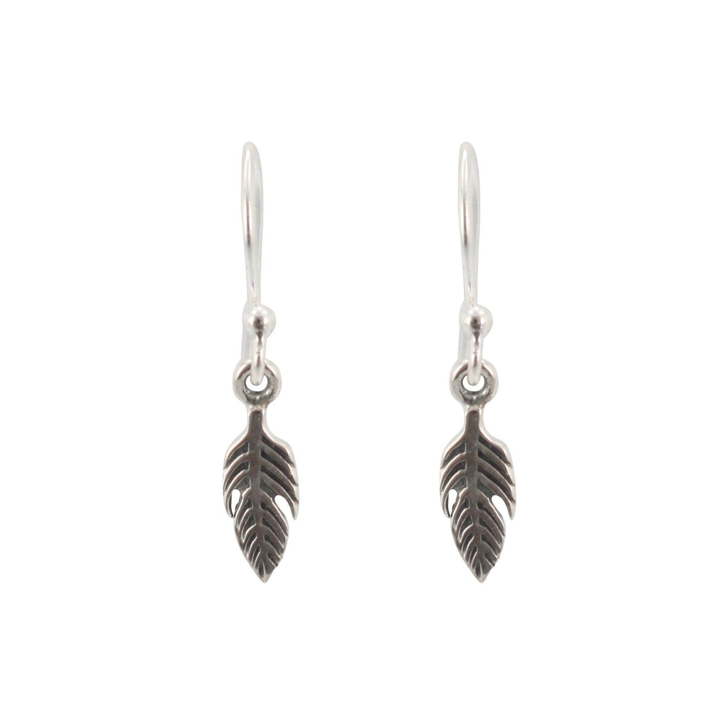 Small Feather Dangle Earrings in Sterling Silver, #6428-ss