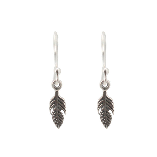 Small Feather Dangle Earrings in Sterling Silver, #6428-ss