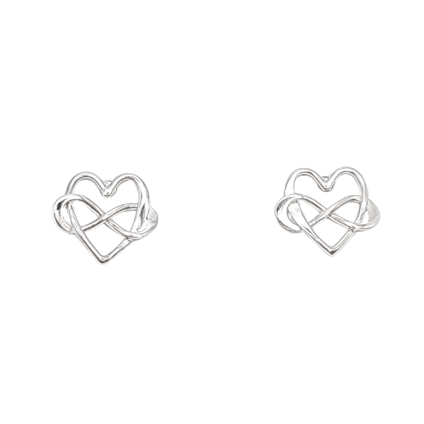 Infinity Heart Stud Earrings in Sterling Silver #6301