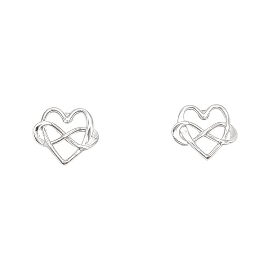 Infinity Heart Stud Earrings in Sterling Silver #6301