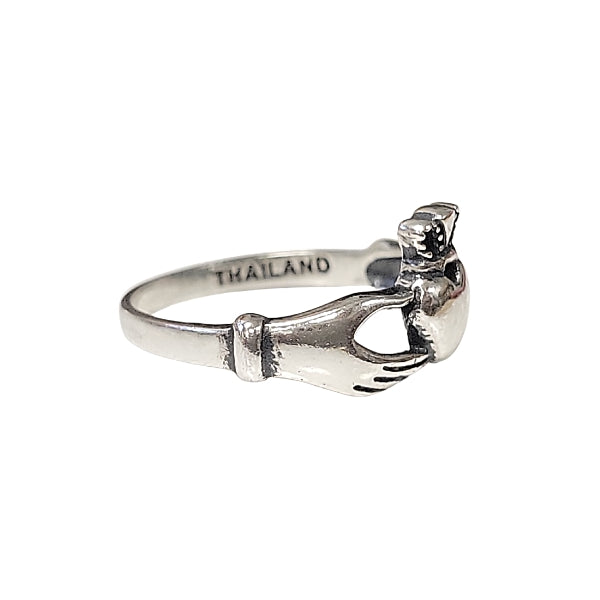 Small Irish Friendship & Love Band Celtic Claddagh Ring in Sterling Silver, Sizes 6, 7, 8, and 9, #2602