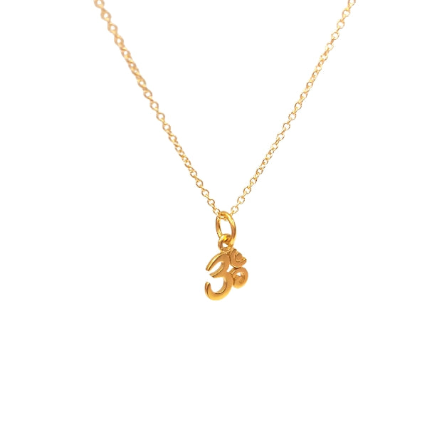 Tiny Om Necklace in 24k Plated Bronze on 16" or 18" chain, #6837-yg