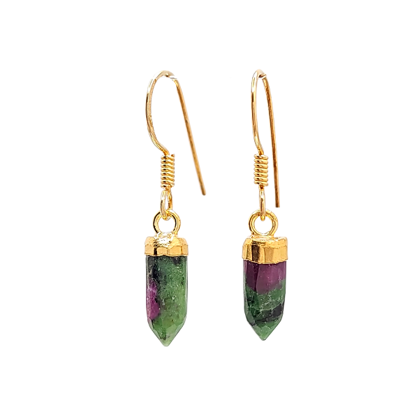 New Stones! Gold Gemstone Point Dangle Earrings , #6499-yg