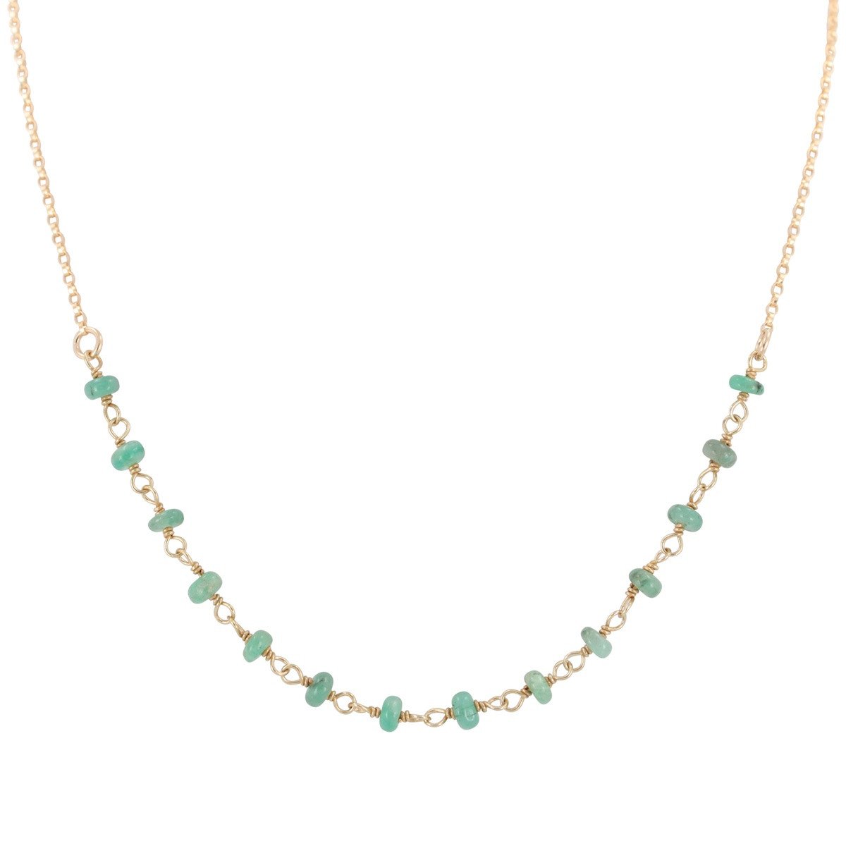 Delicate 3.5mm Chrysoprase Gemstone Necklace on Gold Filled Chain, #6527-yg