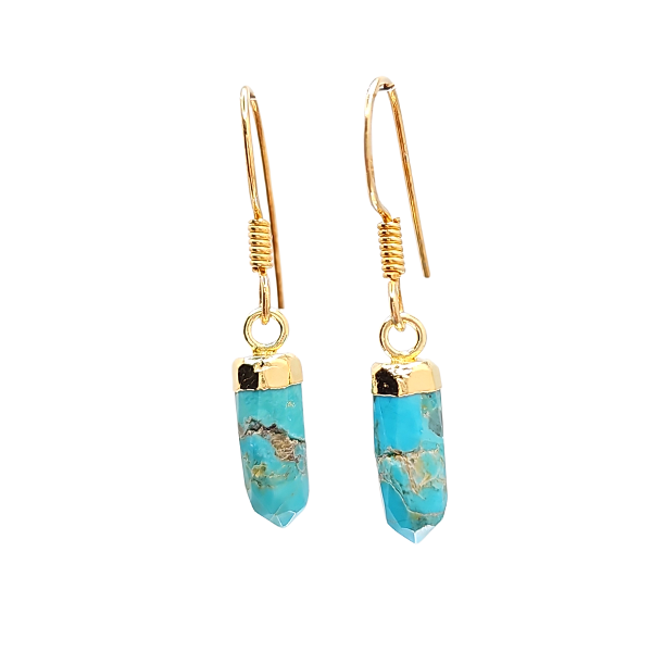 New Stones! Gold Gemstone Point Dangle Earrings , #6499-yg