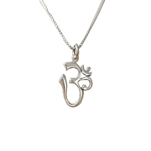 Calligraphy Style Om (Aum) Pendant in Sterling Silver on 18" or 20" Chain, #2102