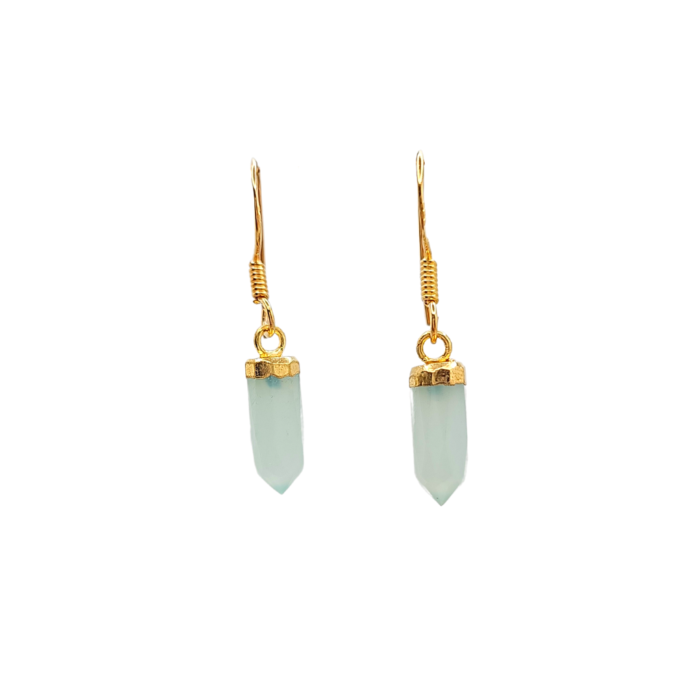 New Stones! Gold Gemstone Point Dangle Earrings , #6499-yg