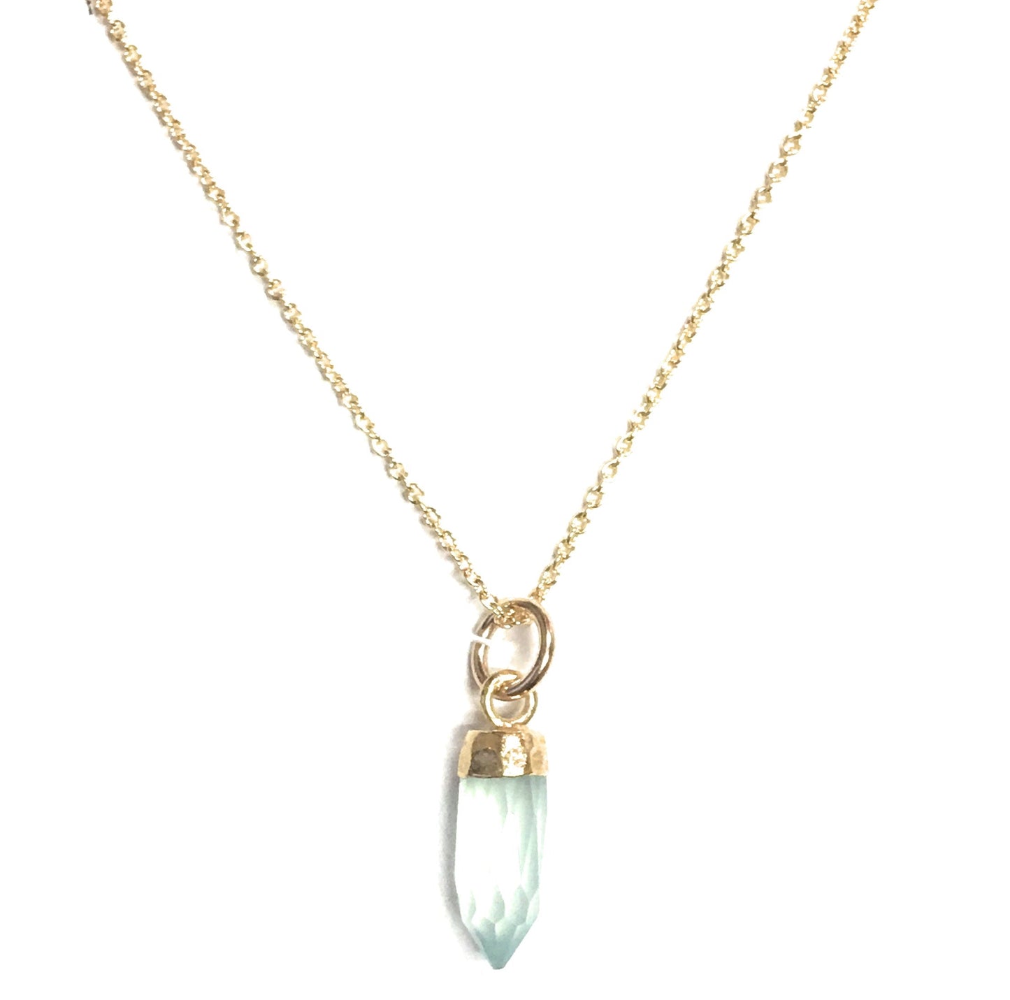 Small Gold Gem Point Necklace, Stone Choice, #6488-yg