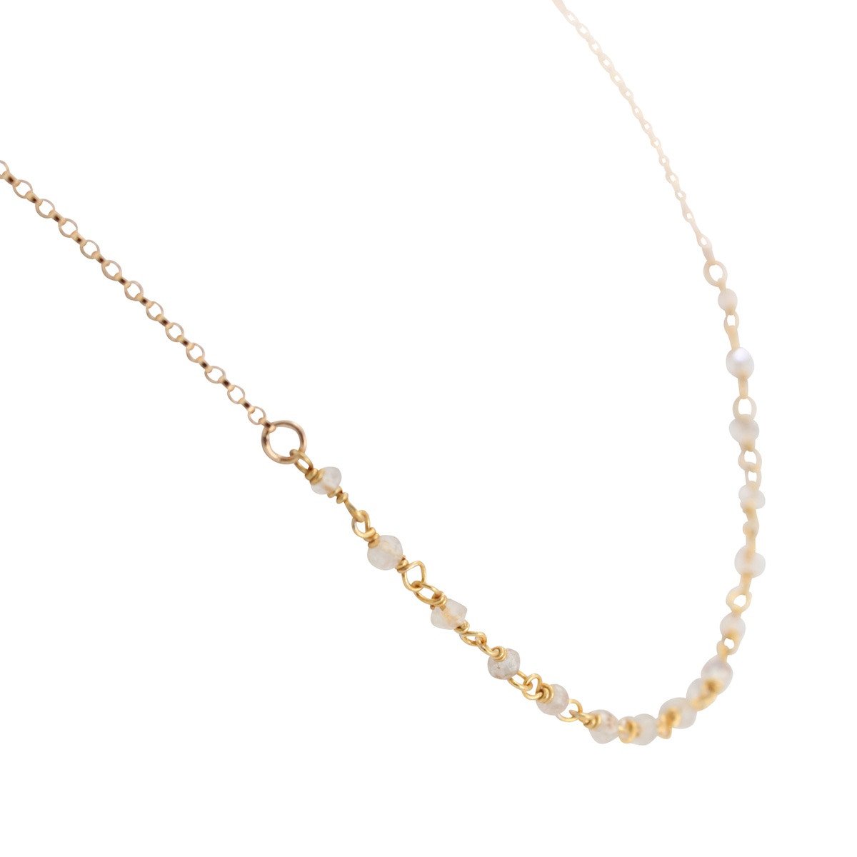 Delicate 3mm Moonstone Gemstone Necklace on Gold Filled Chain, #6527-yg