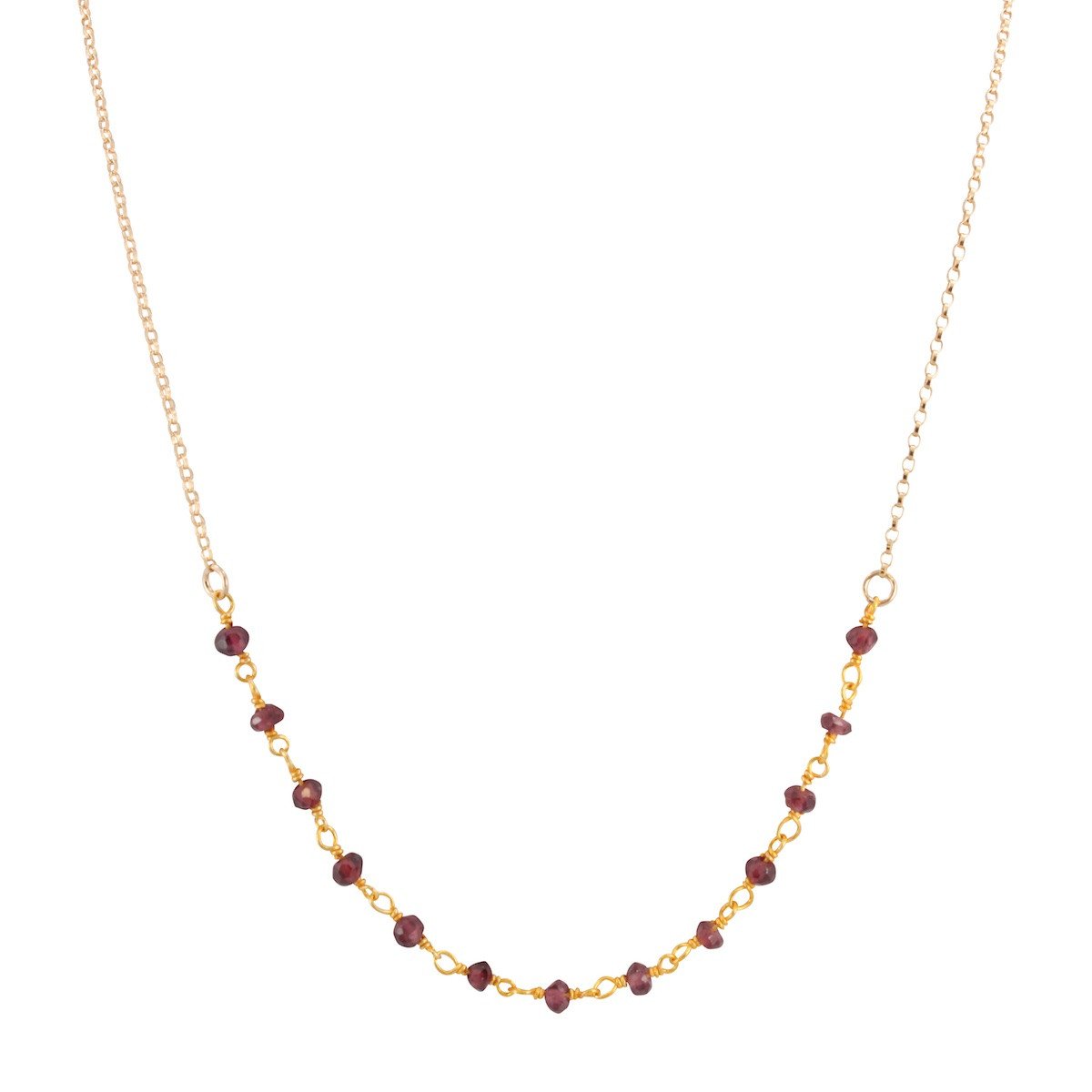 Delicate Garnet Gemstone Necklace on Gold Filled Chain (Heart Chakra), #6527-yg