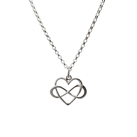 Medium Infinity Heart Necklace in Sterling Silver 16', 18" or 20" #6338