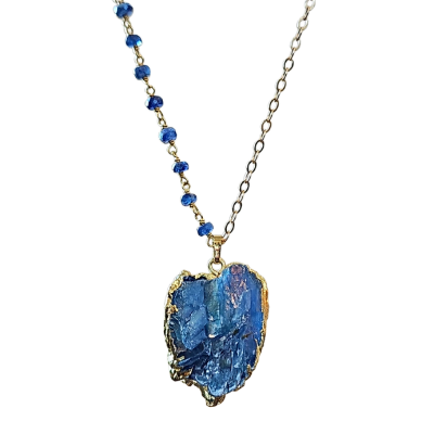 Limited Edition Blue Kyanite Necklace on a 28 Inch Kyanite Gemstone Chain, #6297-yg-kyanite