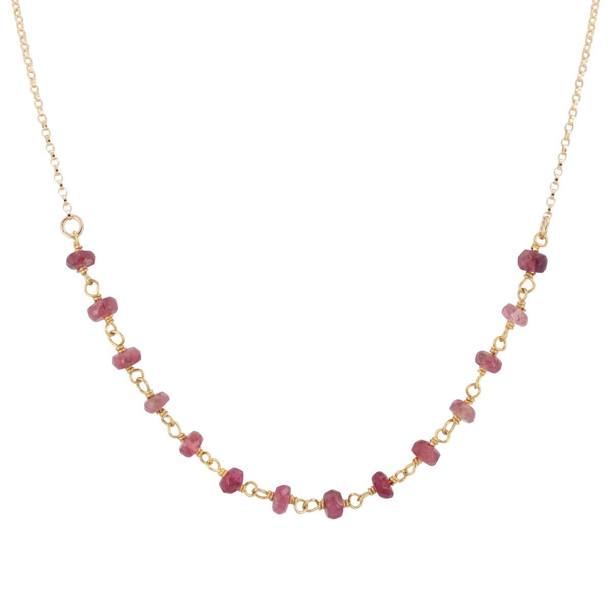 Delicate 4mm Pink Tourmaline Gemstone Necklace on Gold Filled Chain, #6527-yg