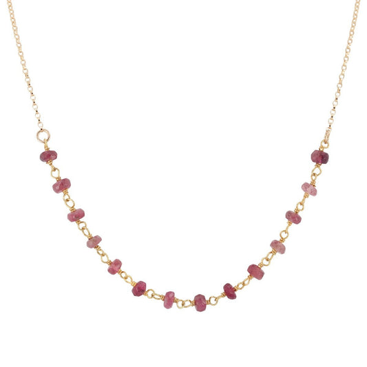 Delicate 4mm Pink Tourmaline Gemstone Necklace on Gold Filled Chain, #6527-yg