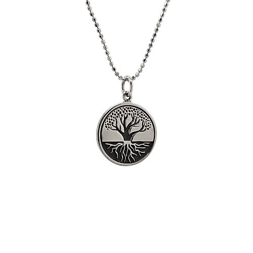 Zoe and Piper Etched Tree of Life Necklace in Sterling Silver 18", 1122