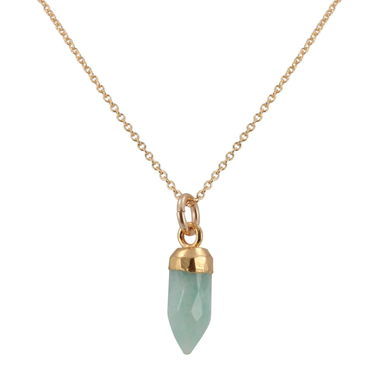 Small Gold Gem Point Necklace, Stone Choice, #6488-yg