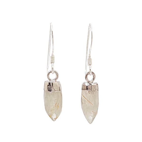 New Stones! Silver Gemstone Point Dangle Earrings , #6499-ss