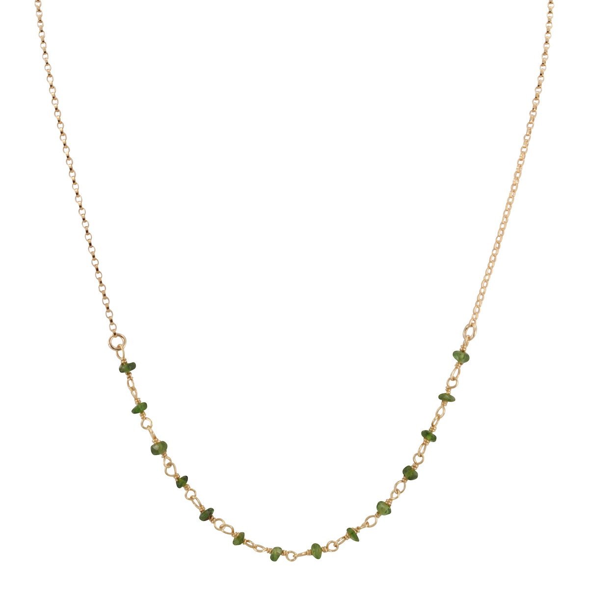 Delicate 2.5mm Chrome Diopside Gemstone Necklace on Gold Filled Chain, #6527-yg