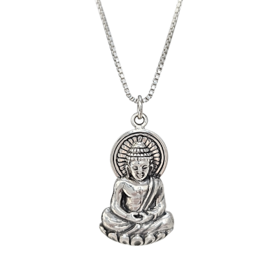 Young Buddha Necklace in Sterling Silver on 20" Chain, #7039-ss