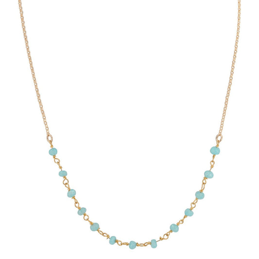 Delicate Aqua Chalcedony Gemstone Necklace on Gold Filled Chain, #6527-yg