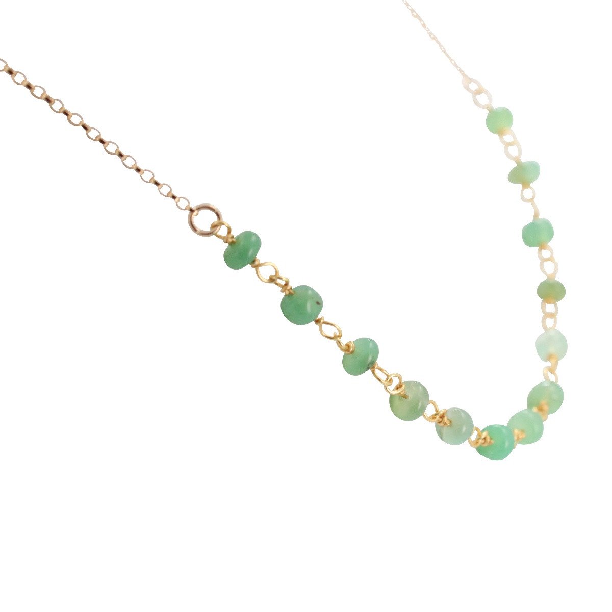 Delicate 4mm Chrysoprase Gemstone Necklace on Gold Filled Chain, #6527-yg