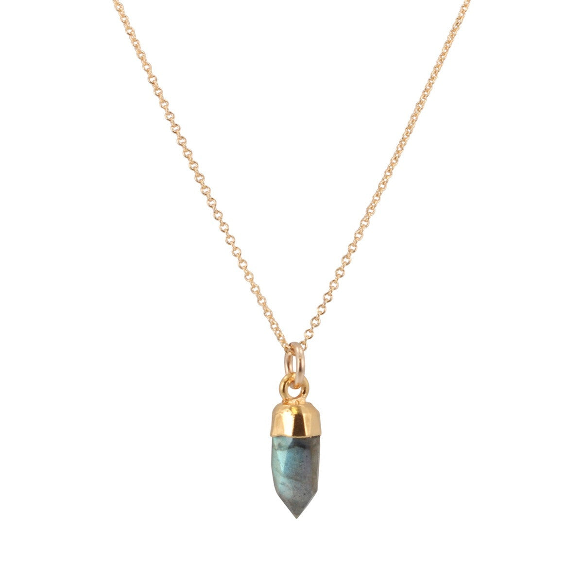 Small Gold Gem Point Necklace, Stone Choice, #6488-yg