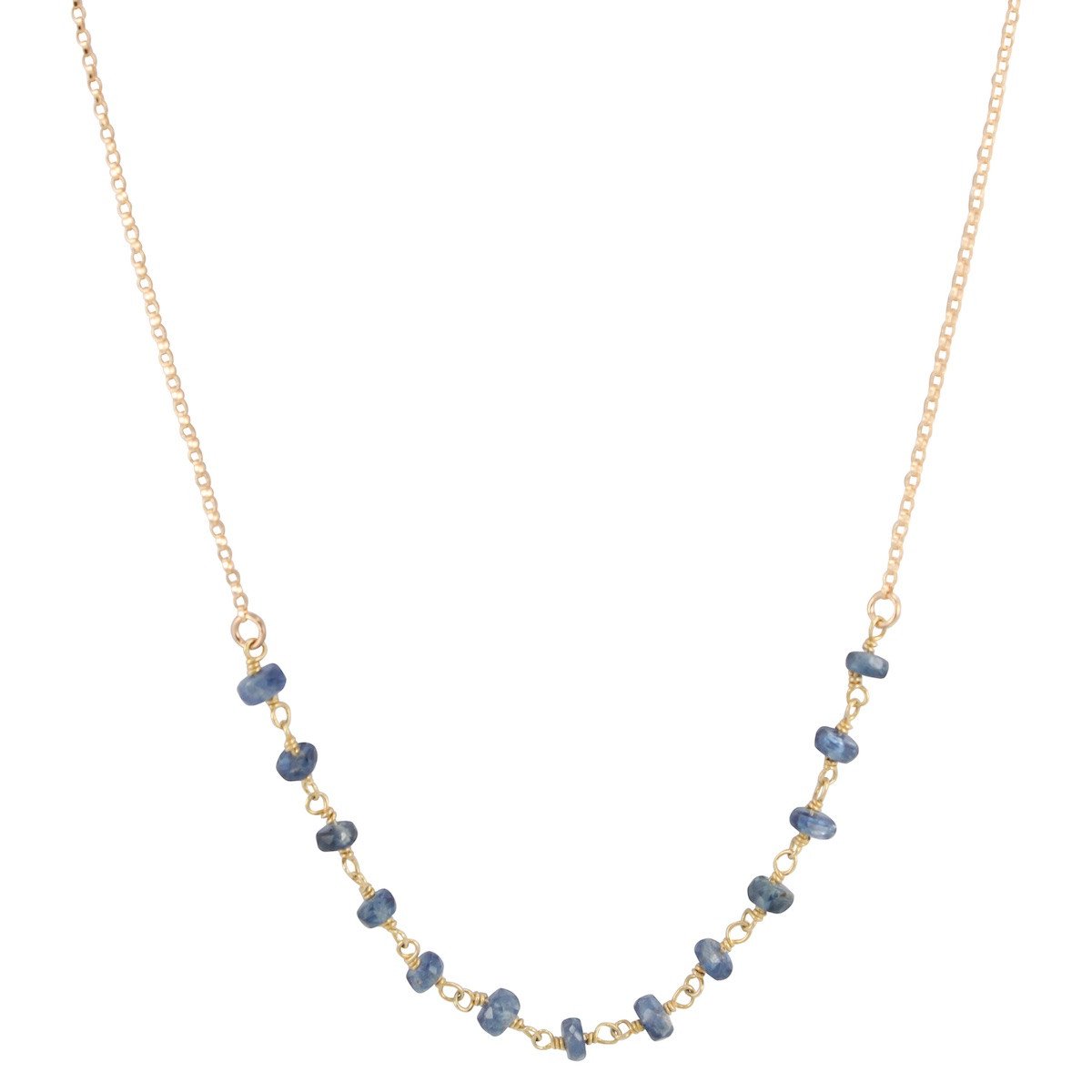 Delicate 4mm Kyanite Gemstone Necklace on Gold Filled Chain, #6527-yg