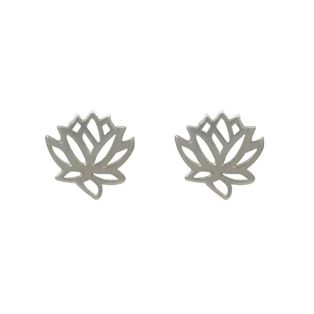 Tiny Lotus Stud Earrings in Sterling Silver, #6879-ss