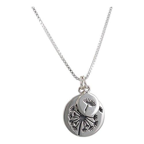 Dandelion Set Necklace in Sterling Silver on an 18" Sterling Silver Box Chain, #6233-ss