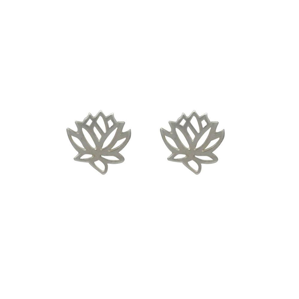 Tiny Lotus Stud Earrings in Sterling Silver, #6879-ss