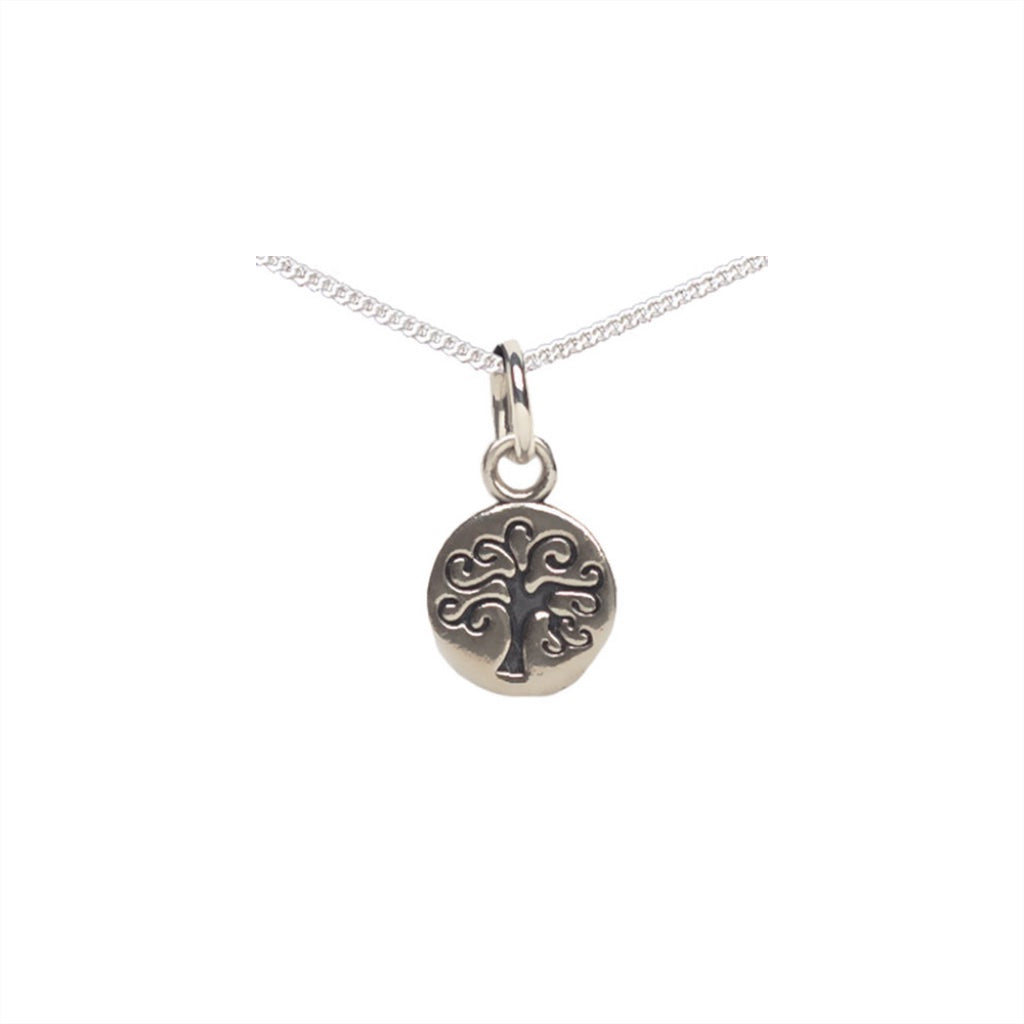 Tiny Round Tree of Life Necklace on 18" Chain in Sterling Silver, #6774