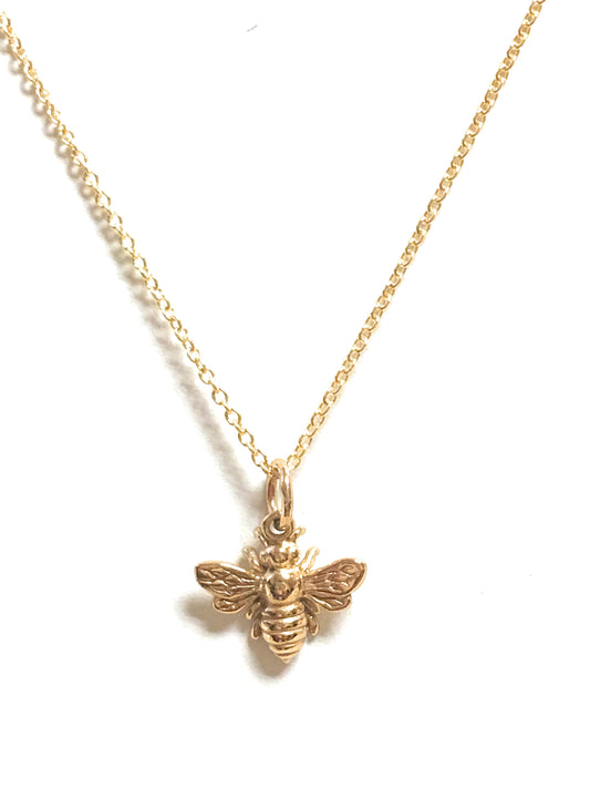 Tiny Gold Honey Bee Necklace, #6712-yg