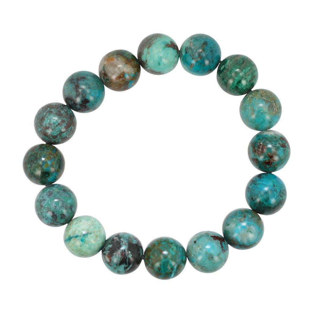 12mm Chrysocolla Gemstone Energy Bracelet, 7 Inch Length, #6948S