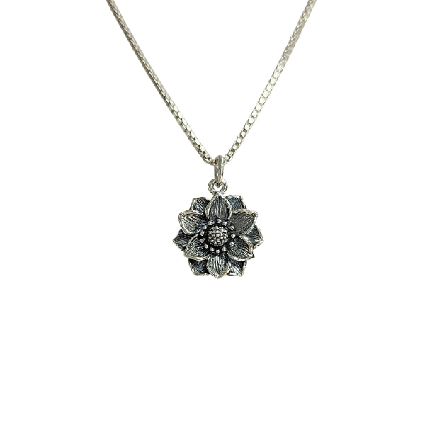 Realistic Lotus Necklace in Sterling Silver, #6140