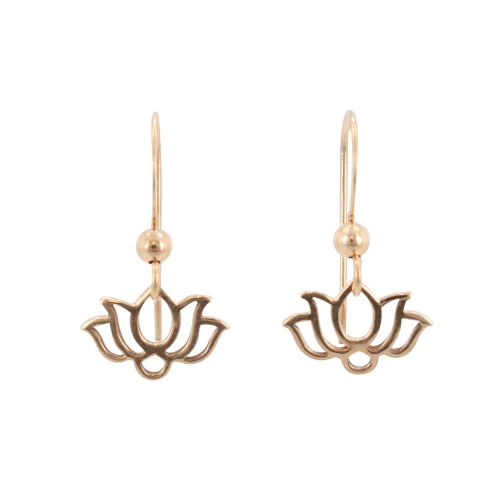 Open Design Small Lotus Dangle Earrings in Bronze, #6434-brz