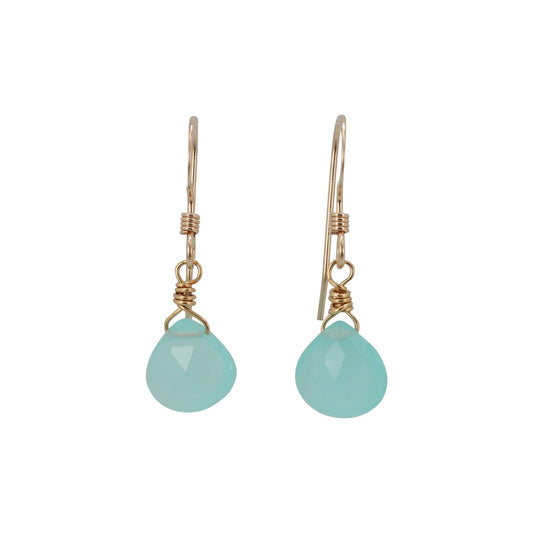 Aqua Chalcedony Dangle Earrings - 6431-yg