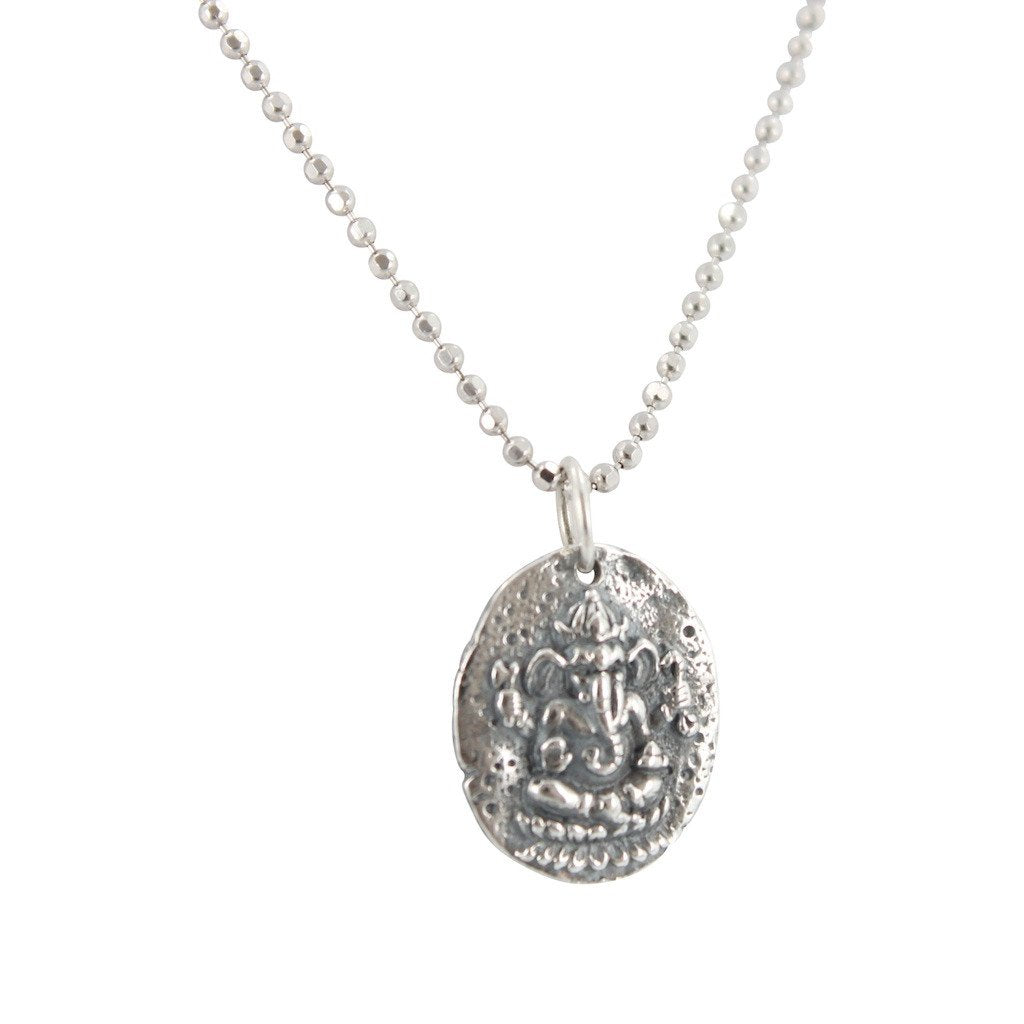 Ancient Ganesh Coin Necklace in Sterling, #6840-ss