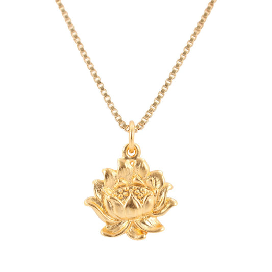 24k Gold Plated Sterling Silver Lotus Flower Necklace, #7021-yg