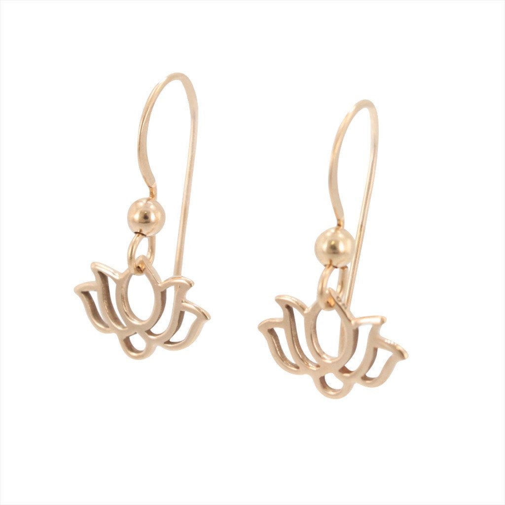 Open Design Small Lotus Dangle Earrings in Bronze, #6434-brz